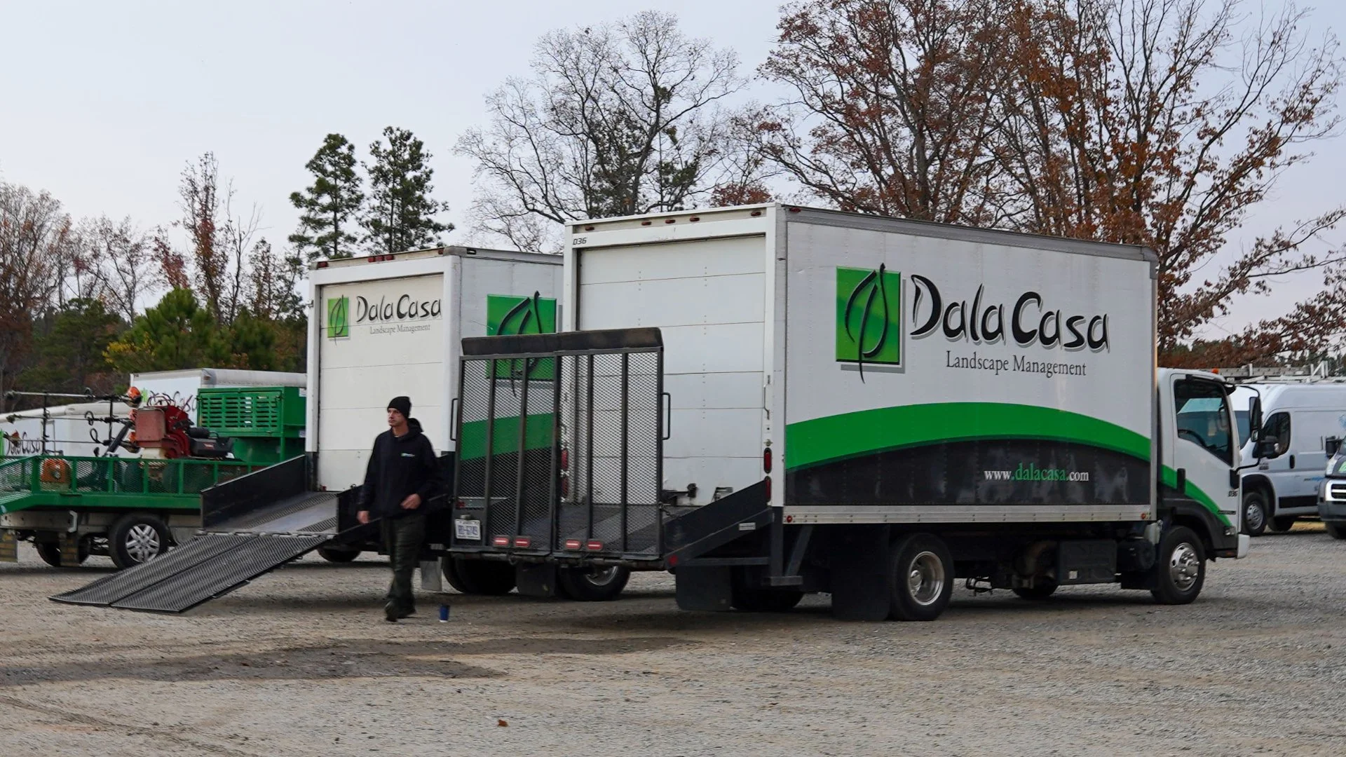 DalaCasa Landscape Management trucks and trailers.