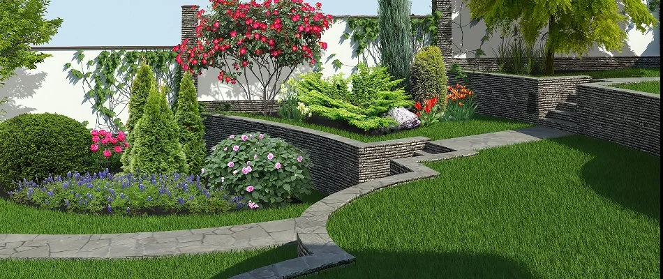 A 3D design rendering of a landscape.