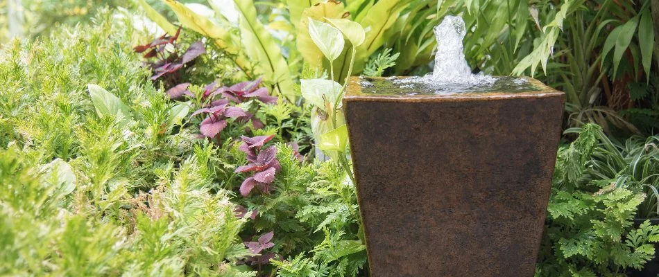 A bubbling water feature in Charlotte, NC.