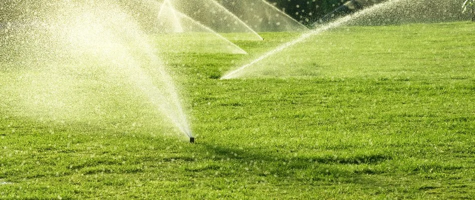Multiple sprinklers on a lawn in Indian Trail, NC.
