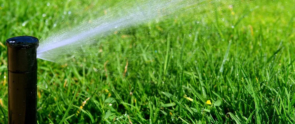 Running lawn sprinkler in Landis, NC.
